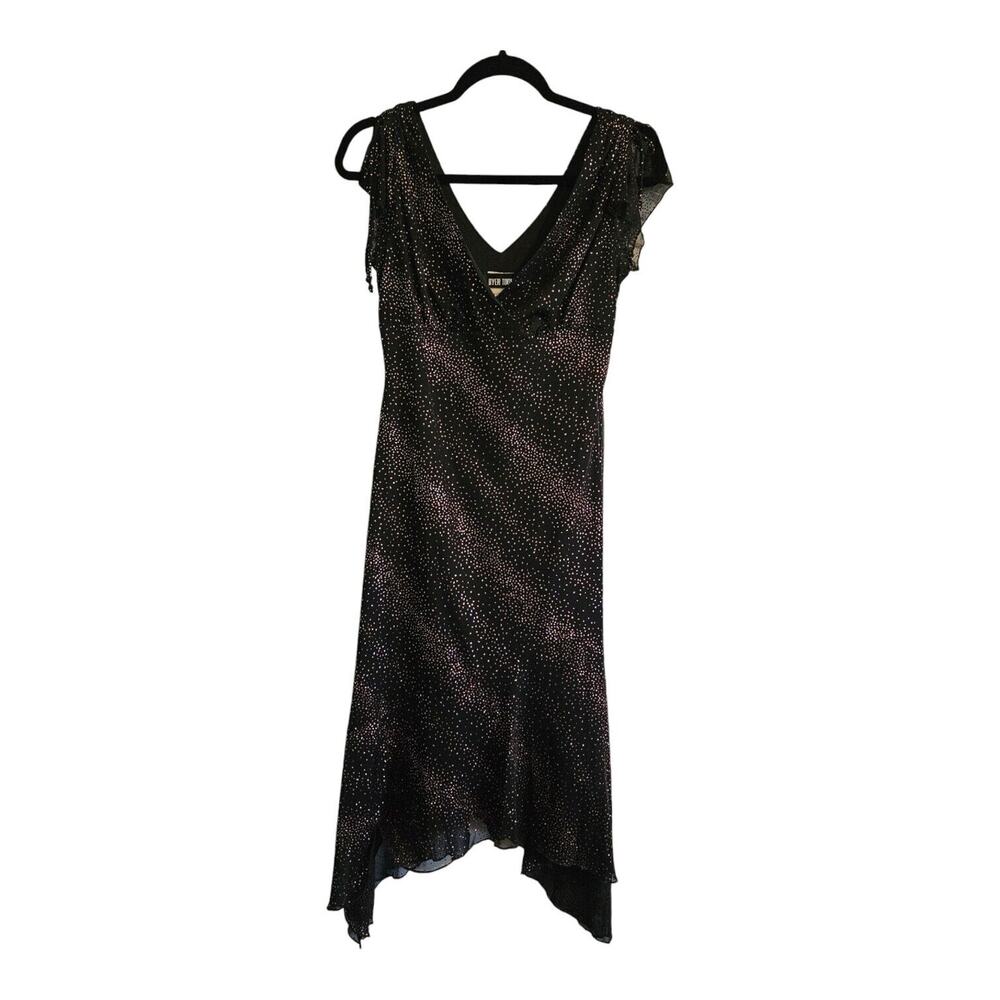 Byer Too! Y2K Dress SZ M Black Purple Glitter FAIRYGOTH WHIMSYGOTH Asymmetrical